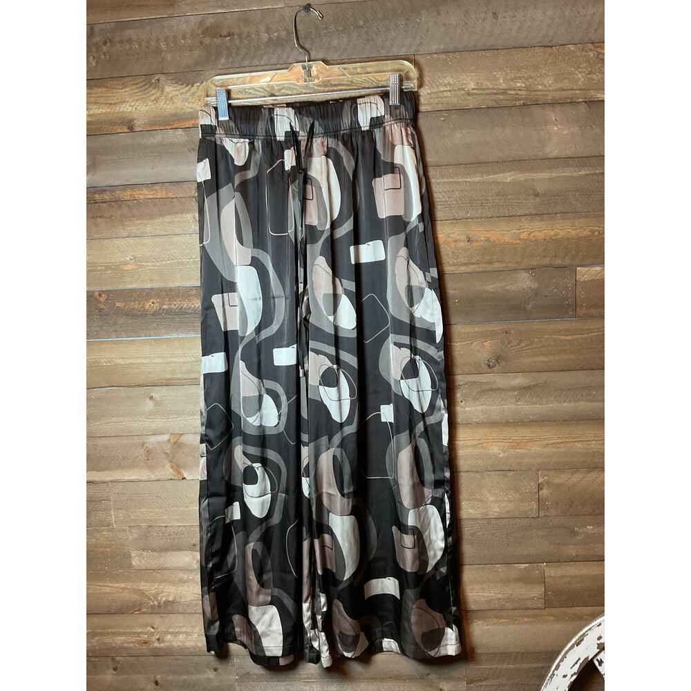 Adrianna Papell Palazzo Pants Black White Grey Abstract Print Women’s Medium